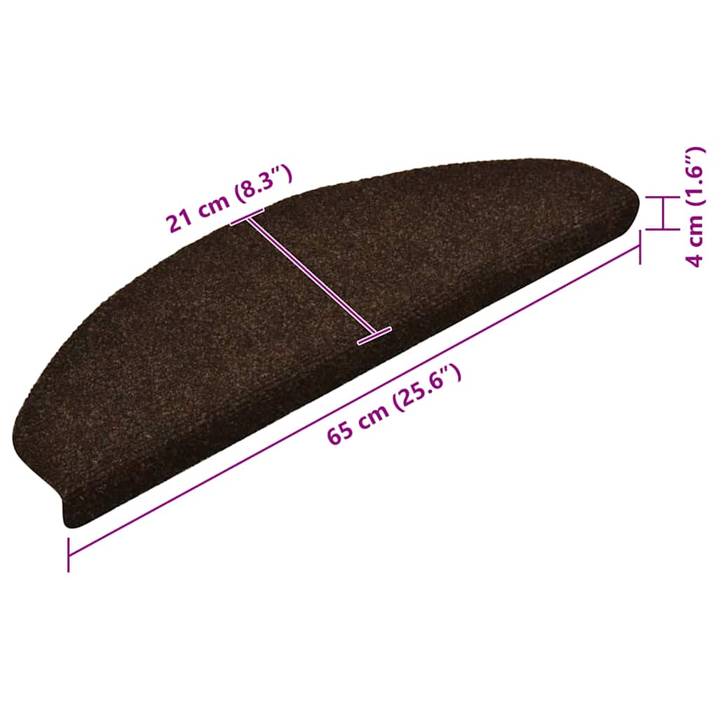 Stair Mats Self-adhesive 30 pcs 65x21x4 cm Brown Half Round