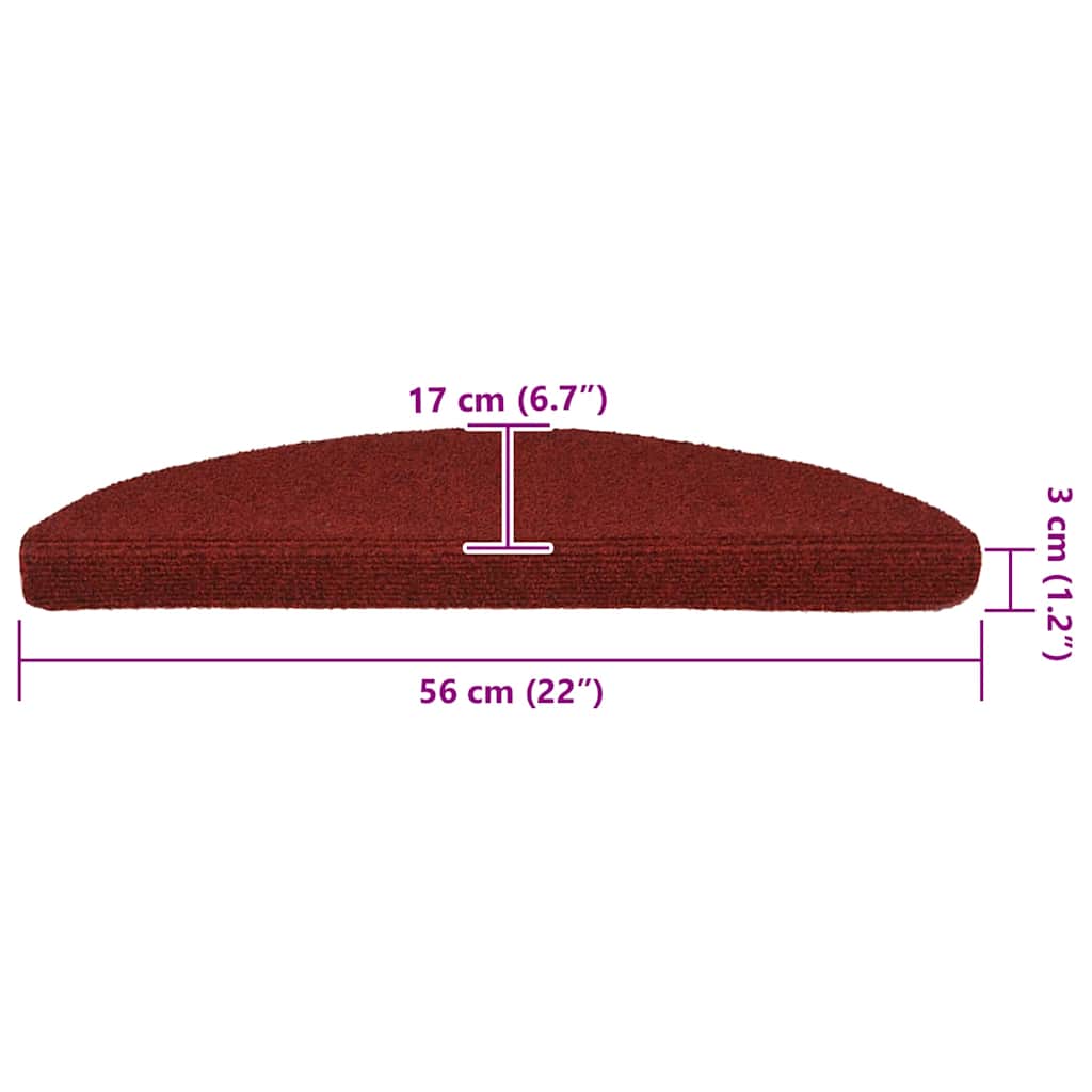 Stair Mats Self-adhesive 20 pcs 56x17x3 cm Bordeaux Red