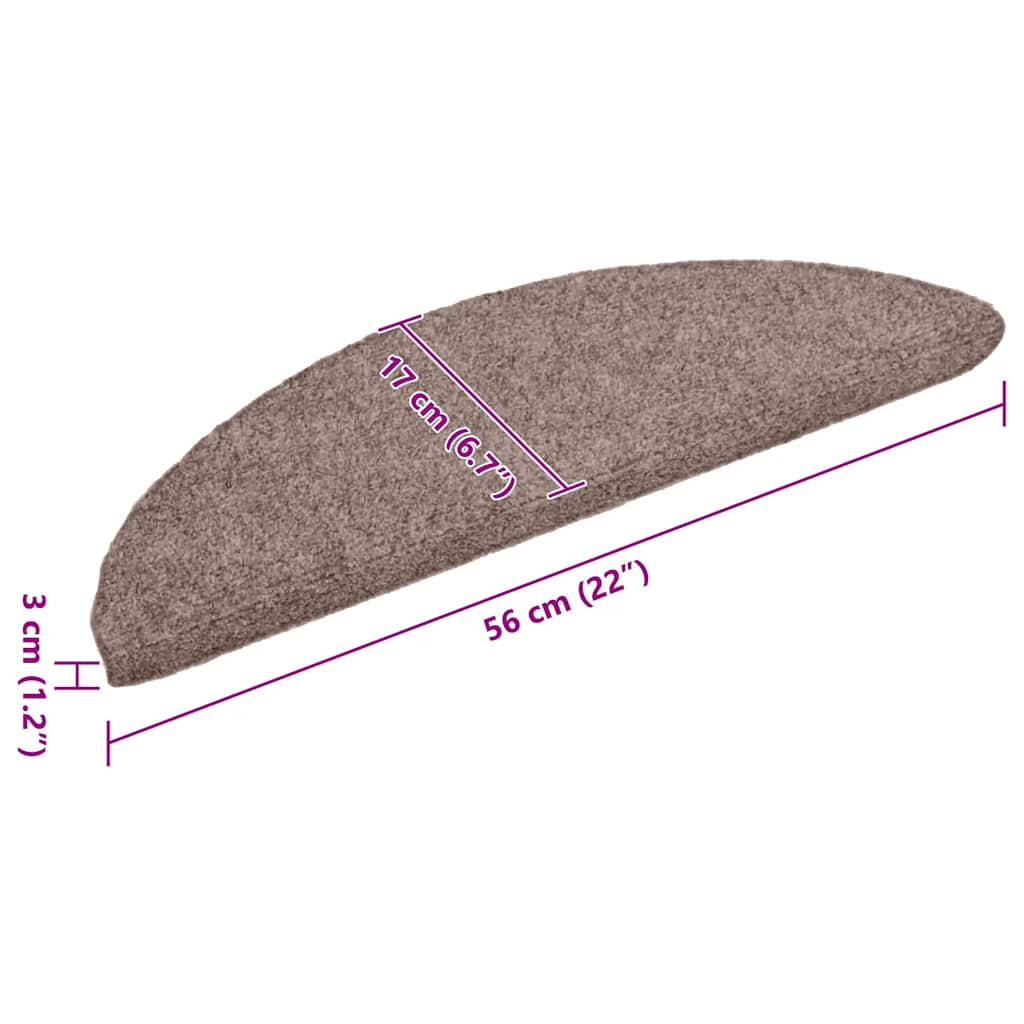 Stair Mats Self-adhesive 30 pcs 56x17x3 cm Light Brown Half Round