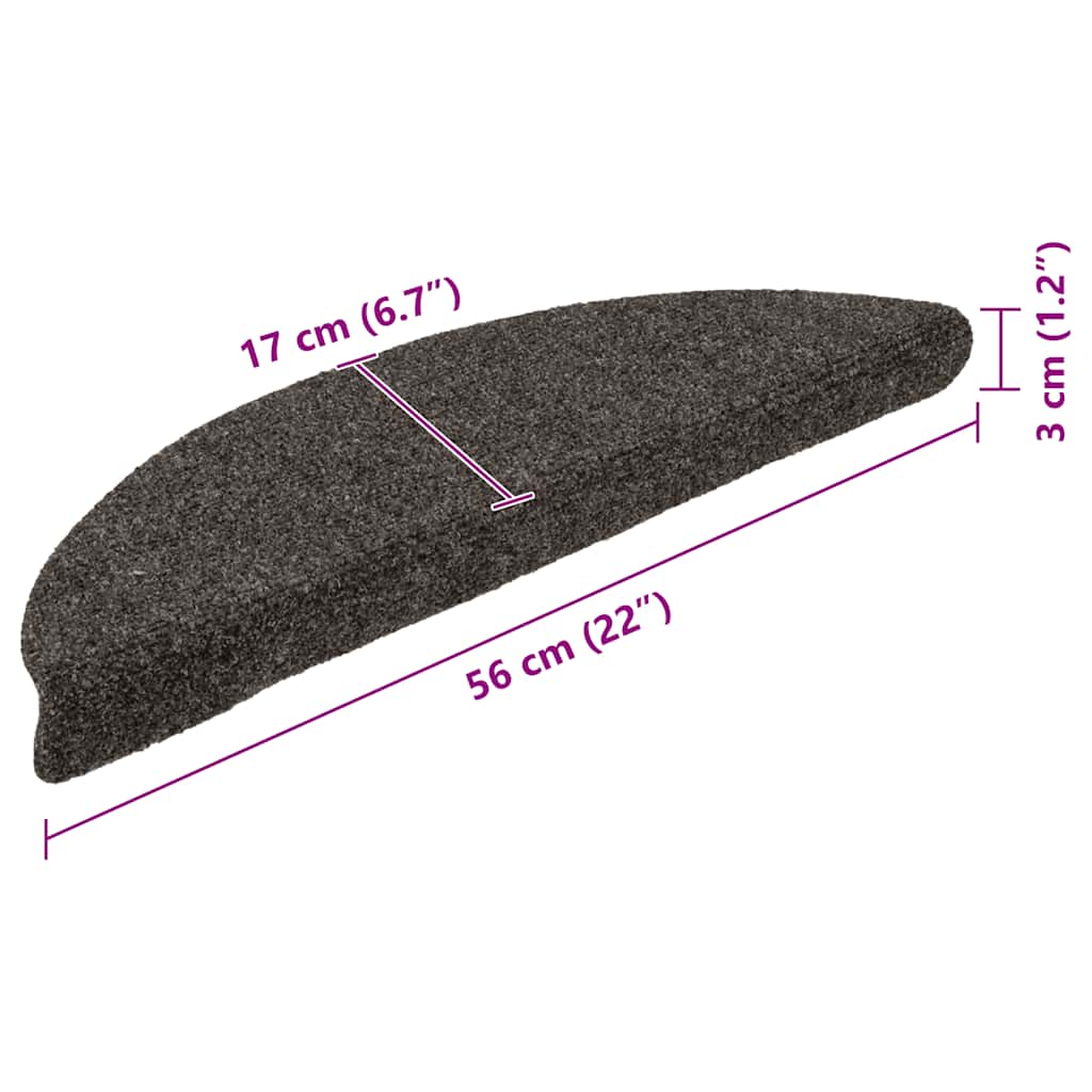 Stair Mats Self-adhesive 30 pcs 56x17x3cm Anthracite Half Round