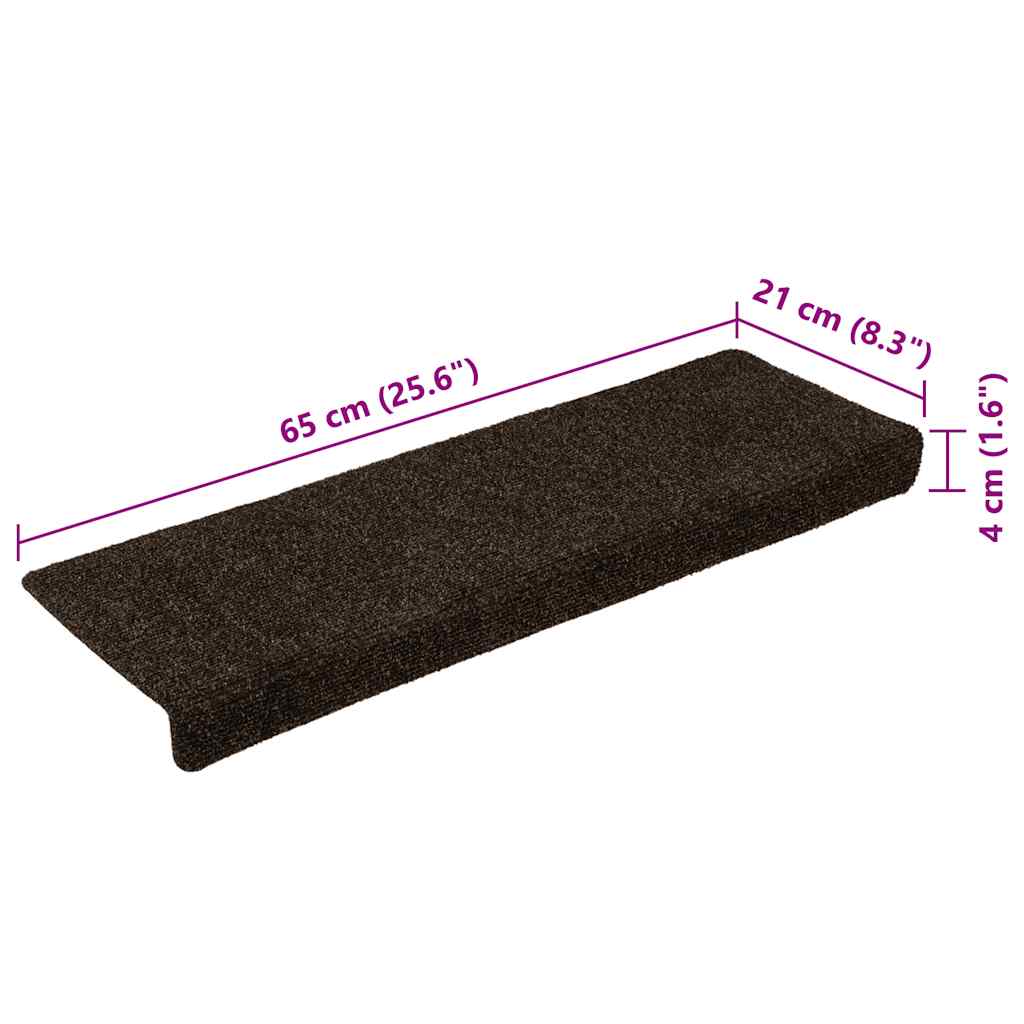 Stair Mats Self-adhesive 30 pcs 65x21x4 cm Dark Brown