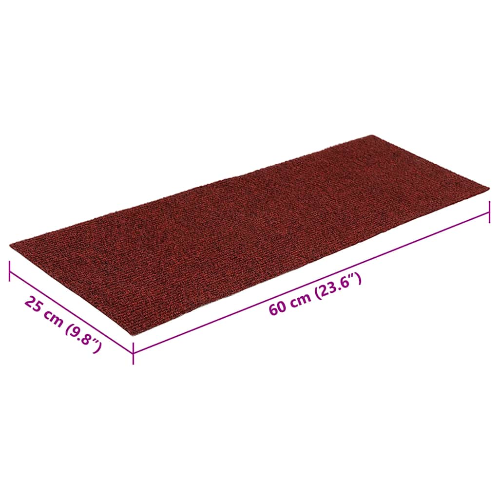 Stair Mats Self-adhesive 30 pcs 60x25 cm Bordeaux Red