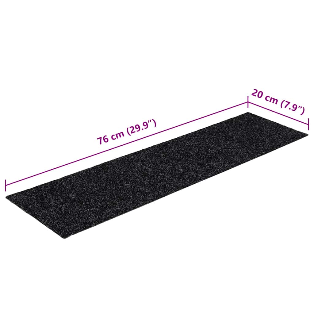 Stair Mats Self-adhesive 30 pcs 76x20 cm Black Rectangular