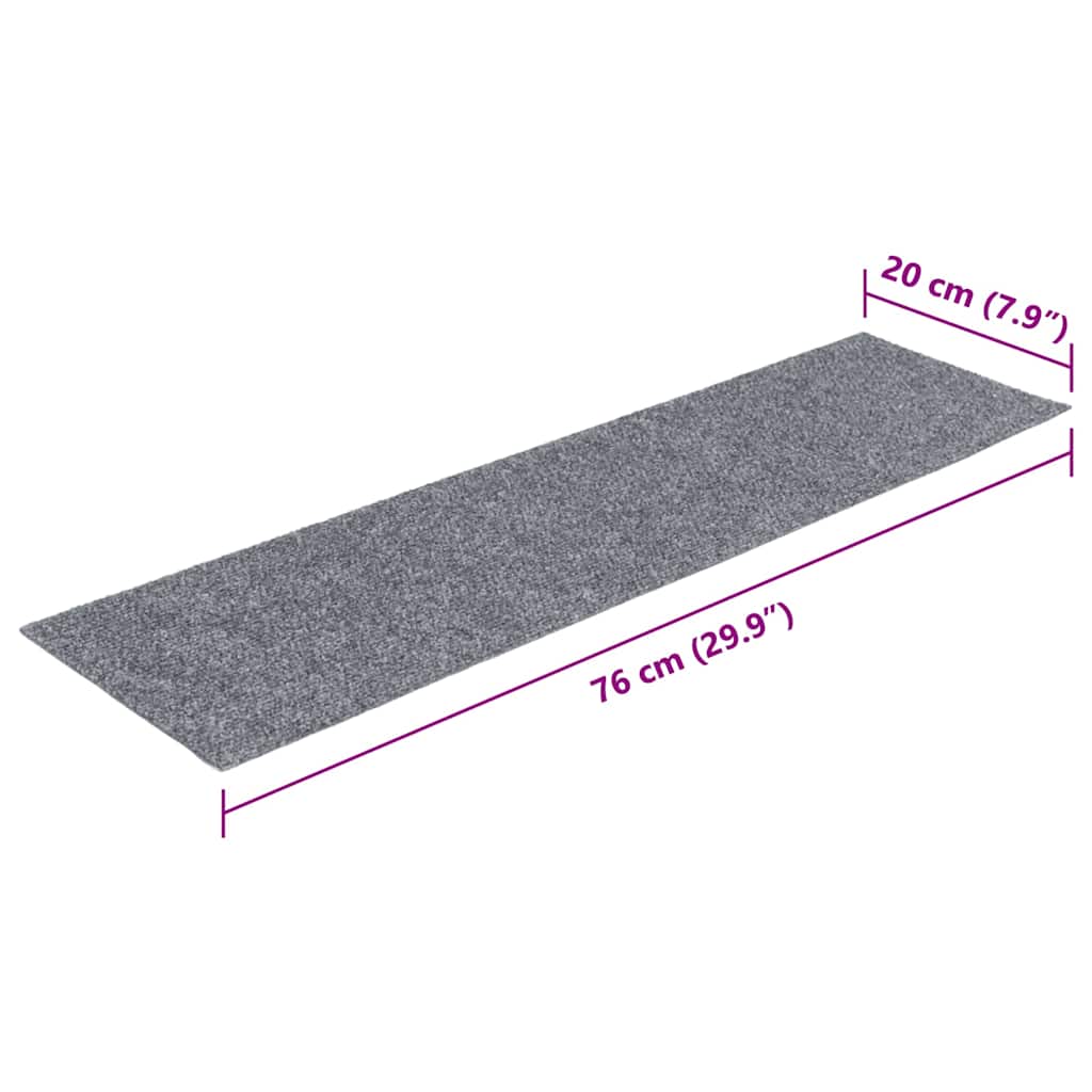 Stair Mats Self-adhesive 30 pcs 76x20 cm Light Grey Rectangular