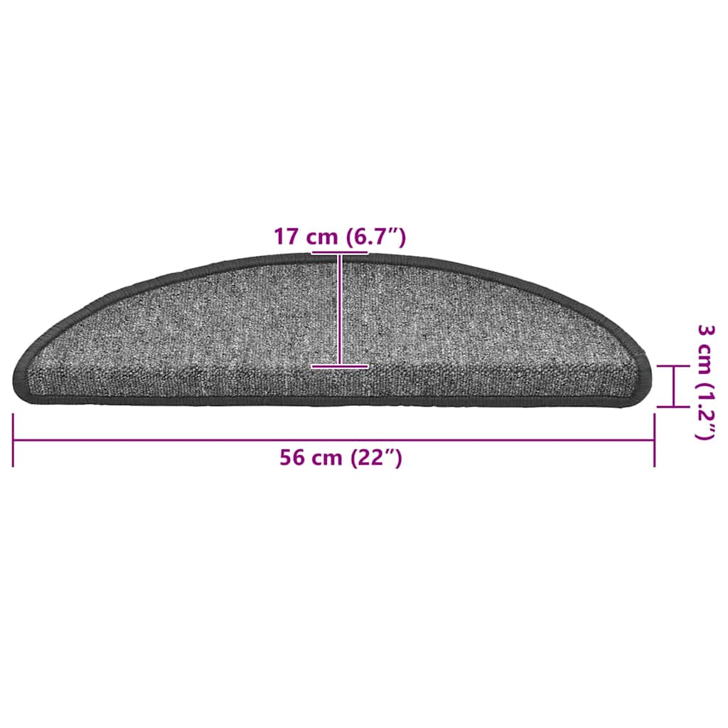 Stair Mats 30 pcs 56x17x3 cm Dark Grey Half Round