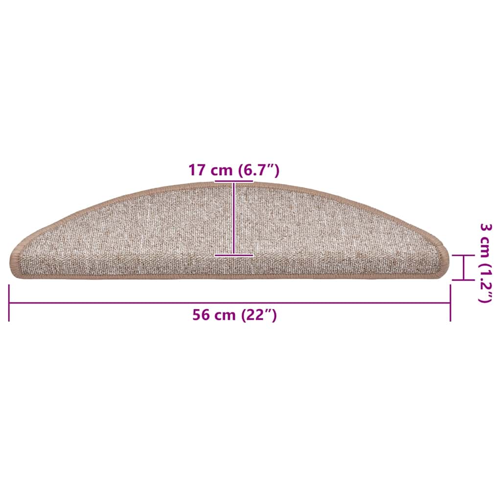Stair Mats 30 pcs 56x17x3 cm Light Brown Half Round