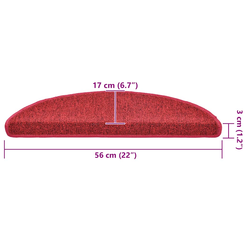 Stair Mats 30 pcs 56x17x3 cm Red Half Round