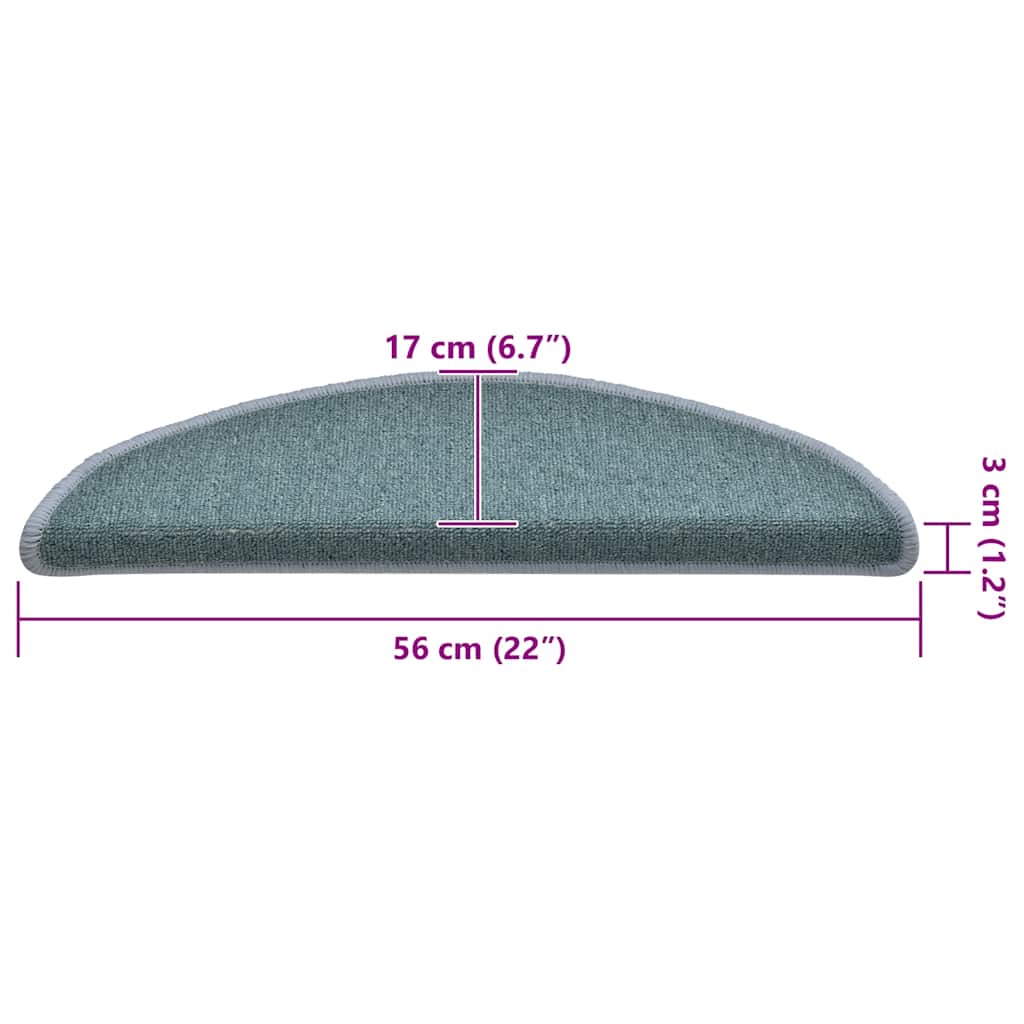 Stair Mats 30 pcs 56x17x3 cm Sea Blue Half Round
