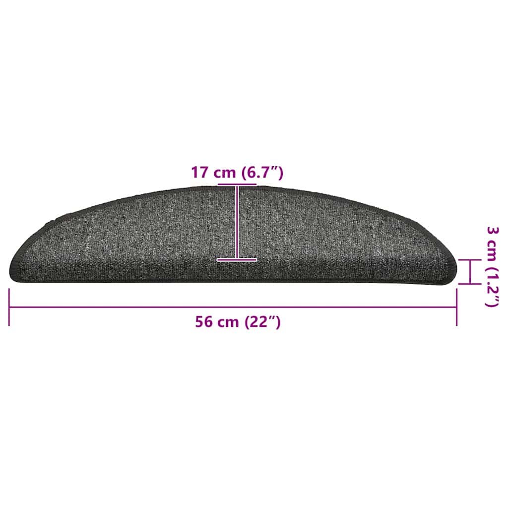 Stair Mats 30 pcs 56x17x3 cm Dark Grey Half Round