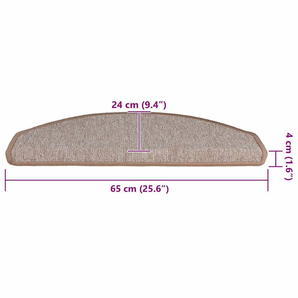 Stair Mats 30 pcs 65x24x4 cm Light Brown Half Round Large