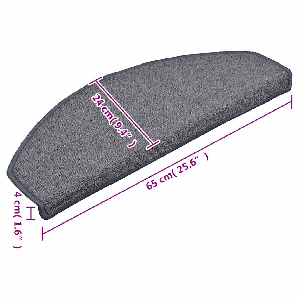 Stair Mats 30 pcs 65x24x4 cm Light Grey and Blue Half Round Large