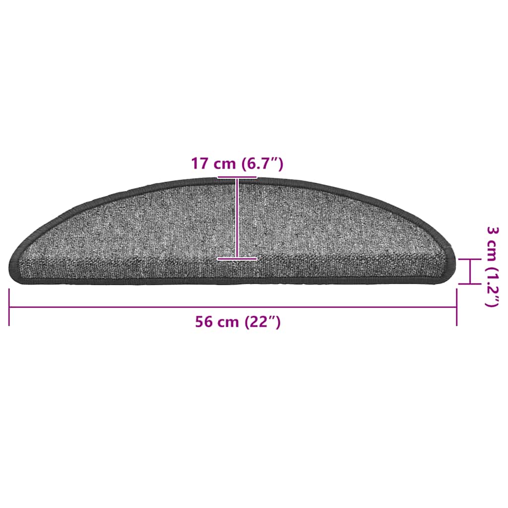 Stair Mats 20 pcs 56x17x3 cm Dark Grey Half Round