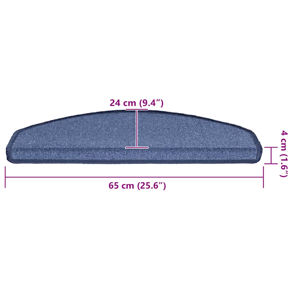 Stair Mats 20 pcs 65x24x4 cm Blue Half Round Large