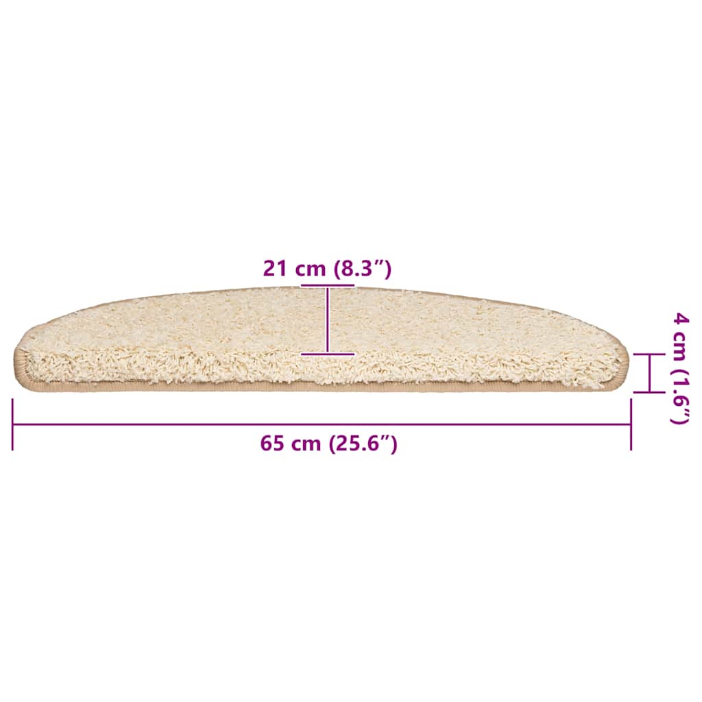 Stair Mats 30 pcs 65x21x4 cm Cream Half Round Large