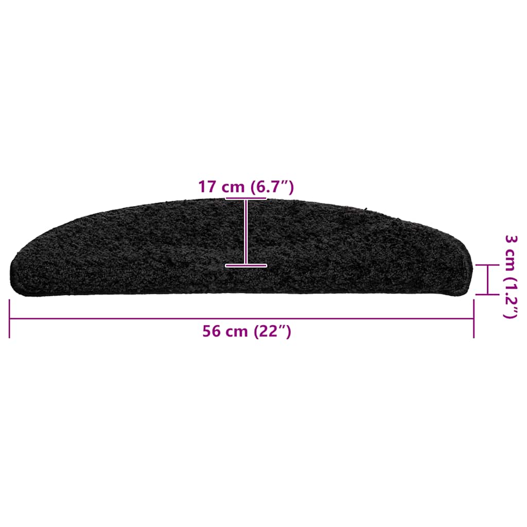 Stair Mats 20 pcs 56x17x3 cm Black Half Round