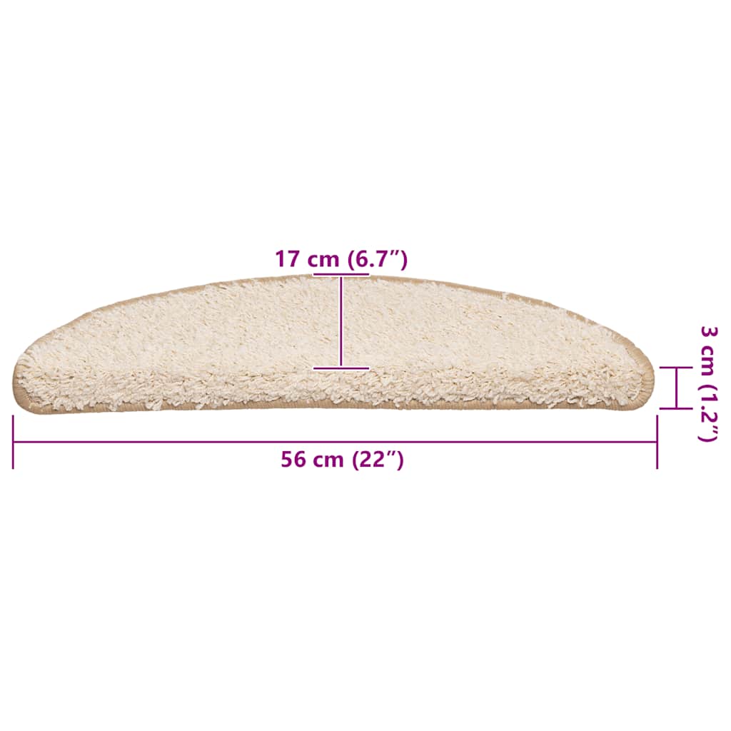 Stair Mats 20 pcs 56x17x3 cm Cream Half Round