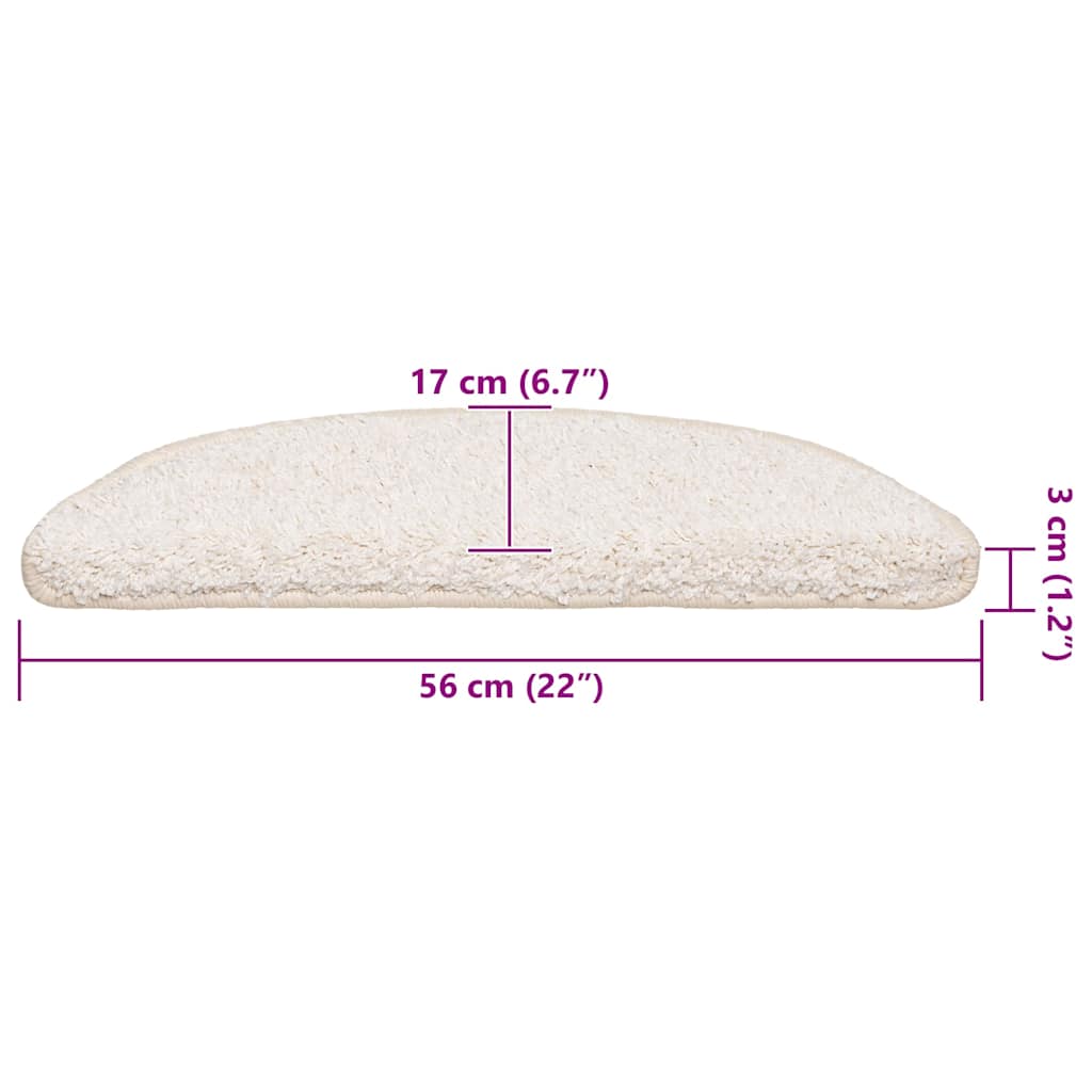 Stair Mats 20 pcs 56x17x3 cm White Half Round