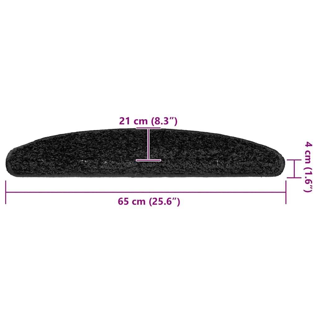 Stair Mats 20 pcs 65x21x4 cm Black Half Round Large