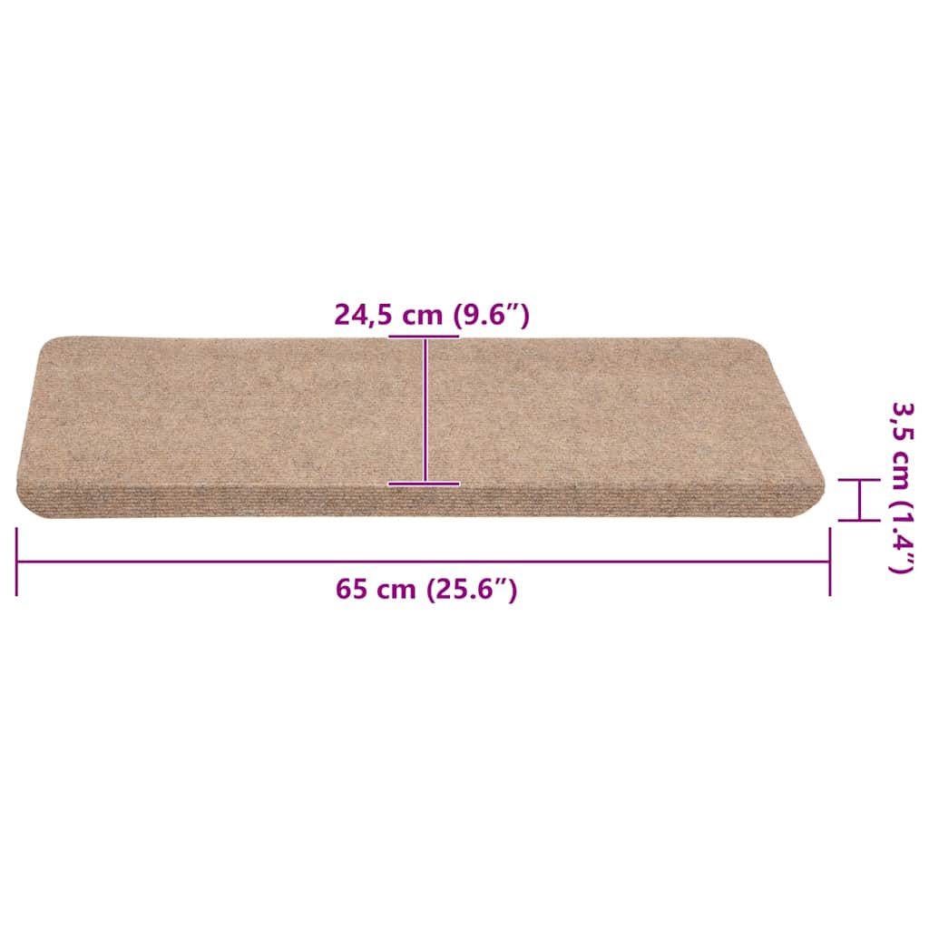 Stair Mats Self-adhesive 30 pcs Beige 65x24,5x3,5 cm