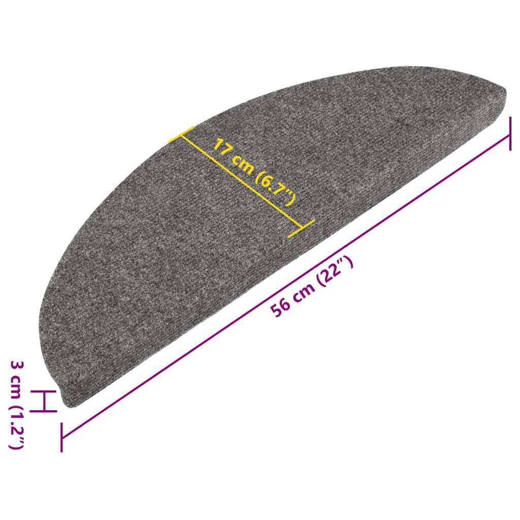 Stair Mats Self-adhesive 30 pcs Grey 56x17x3 cm