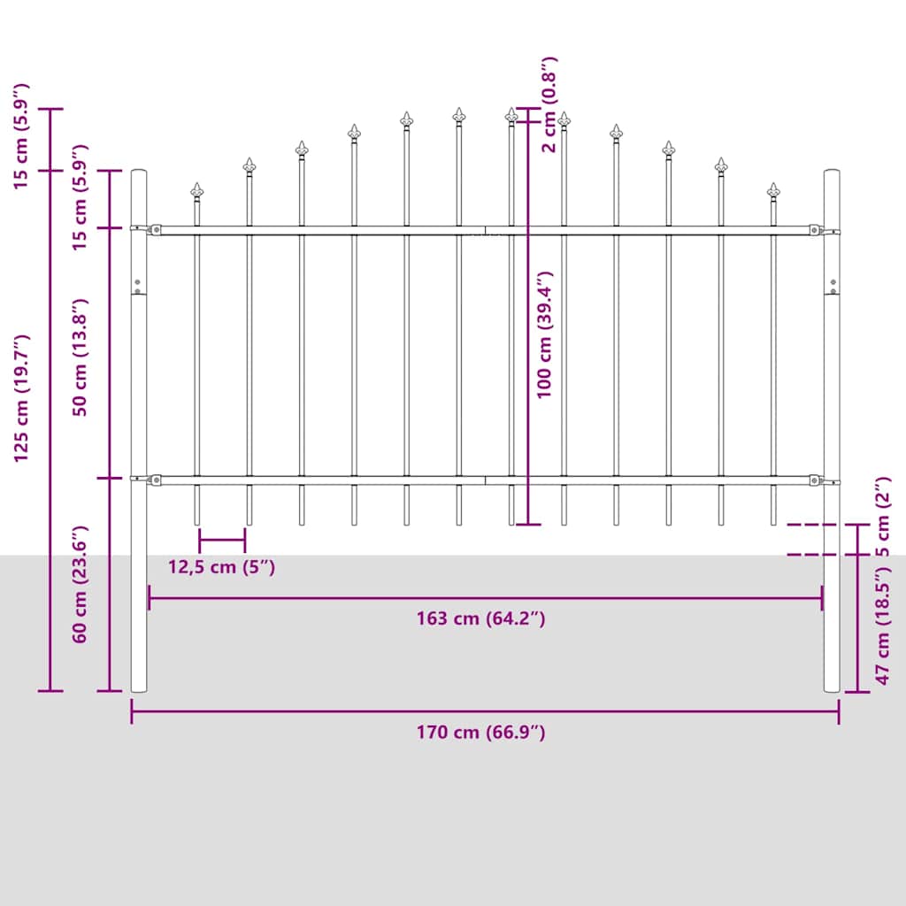 Garden Fence WOERDEN 6 pcs 170 x 140 cm Powder-Coated Steel