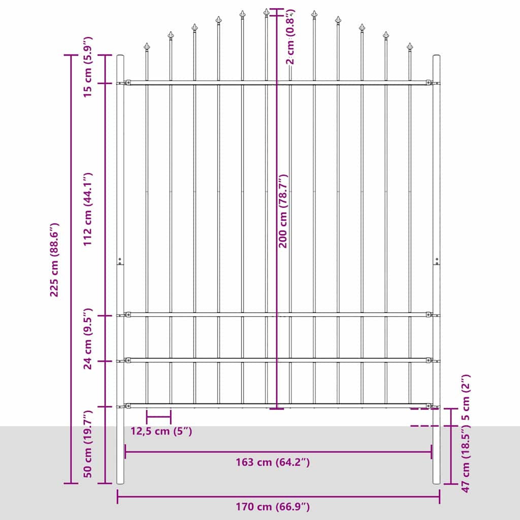 Garden Fence 8 pcs White 170 x 225 cm Powder-Coated Steel