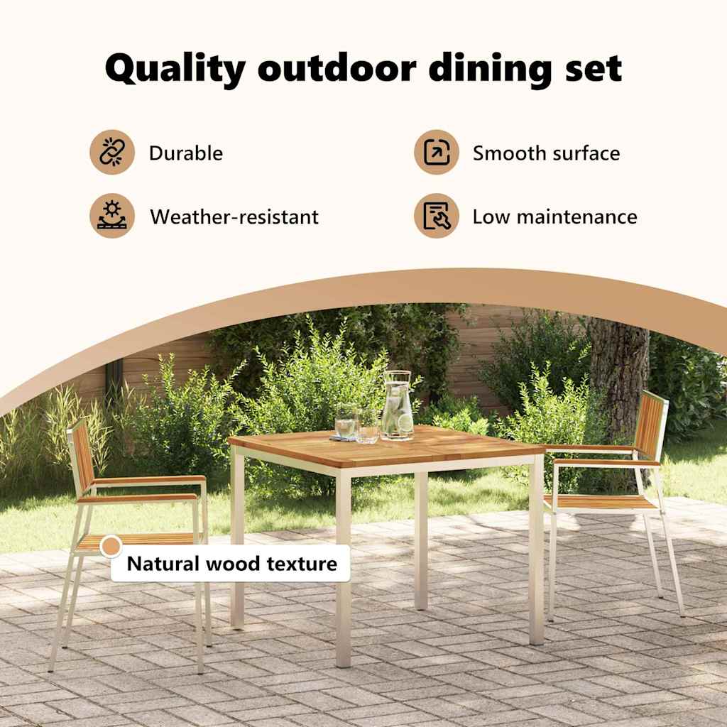 Outdoor Dining Set 3 pcs Solid Acacia Wood and Stainless Steel
