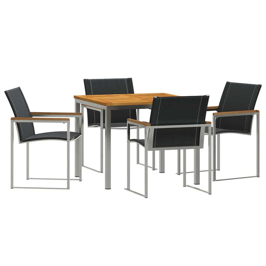 Garden Dining Set 5 pcs Solid Acacia Wood and Stainless Steel Garden Dining Set 5 pcs Solid Acacia Wood and Stainless Steel