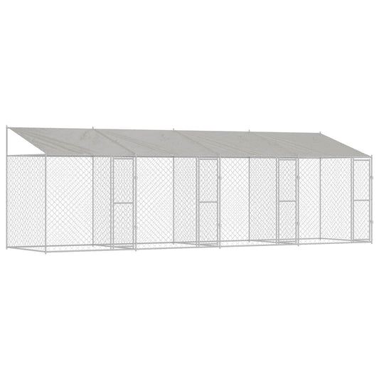 Dog Cage with Roof Silver 800 x 200 x 256 cm Steel and PE Dog Cage with Roof Silver 800 x 200 x 256 cm Steel and PE