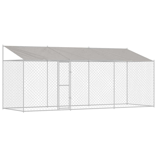 Dog Cage with Roof Silver 600 x 200 x 256 cm Steel and PE Dog Cage with Roof Silver 600 x 200 x 256 cm Steel and PE