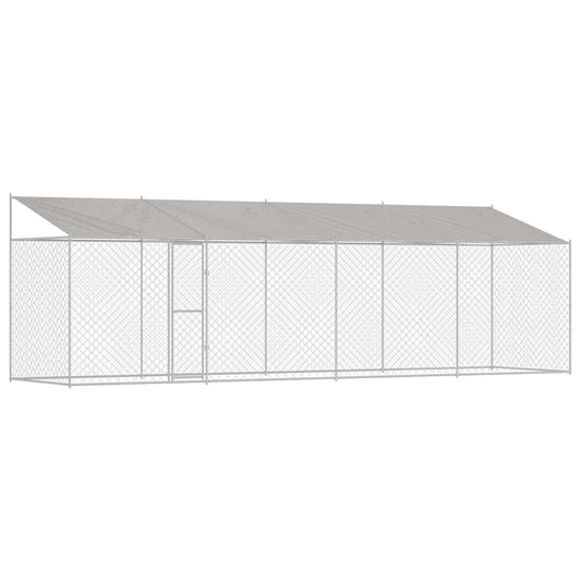 Dog Cage with Roof Silver 800 x 200 x 256 cm Steel and PE Dog Cage with Roof Silver 800 x 200 x 256 cm Steel and PE