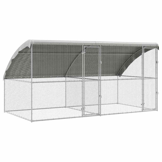 Chicken Cage 2 pcs Silver 400 x 200 x 200 cm Galvanised Steel Chicken Cage 2 pcs Silver 400 x 200 x 200 cm Galvanised Steel