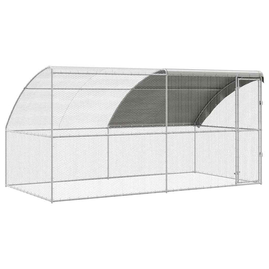 Chicken Cage 2 pcs Silver 400 x 200 x 200 cm Steel and PE Chicken Cage 2 pcs Silver 400 x 200 x 200 cm Steel and PE