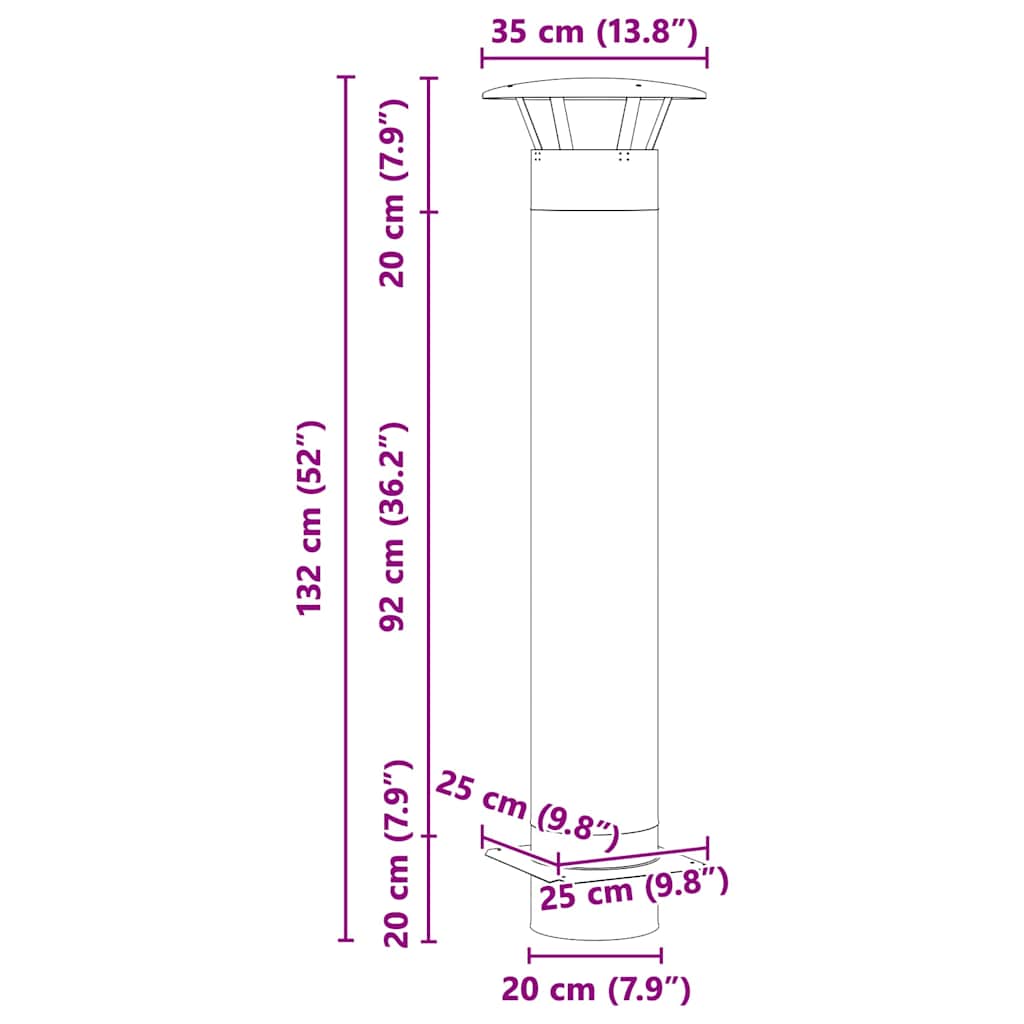 Chimney Extension Silver 35 x 35 x 132 cm Stainless steel