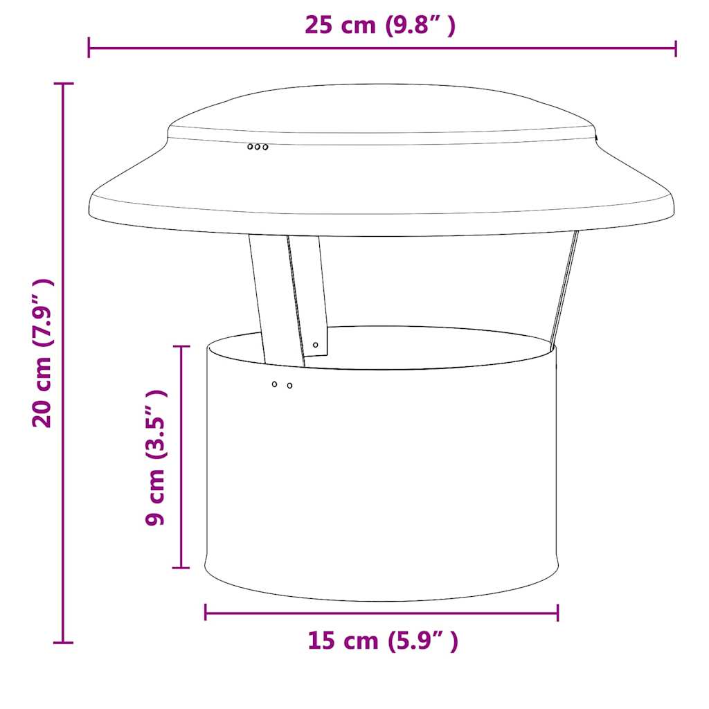 Rain Cover Chimney Silver 25 x 25 x 20 cm Stainless Steel