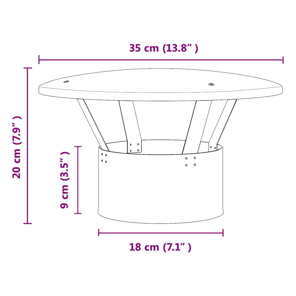 Rain Cover Chimney Silver 35 x 35 x 20 cm Stainless Steel