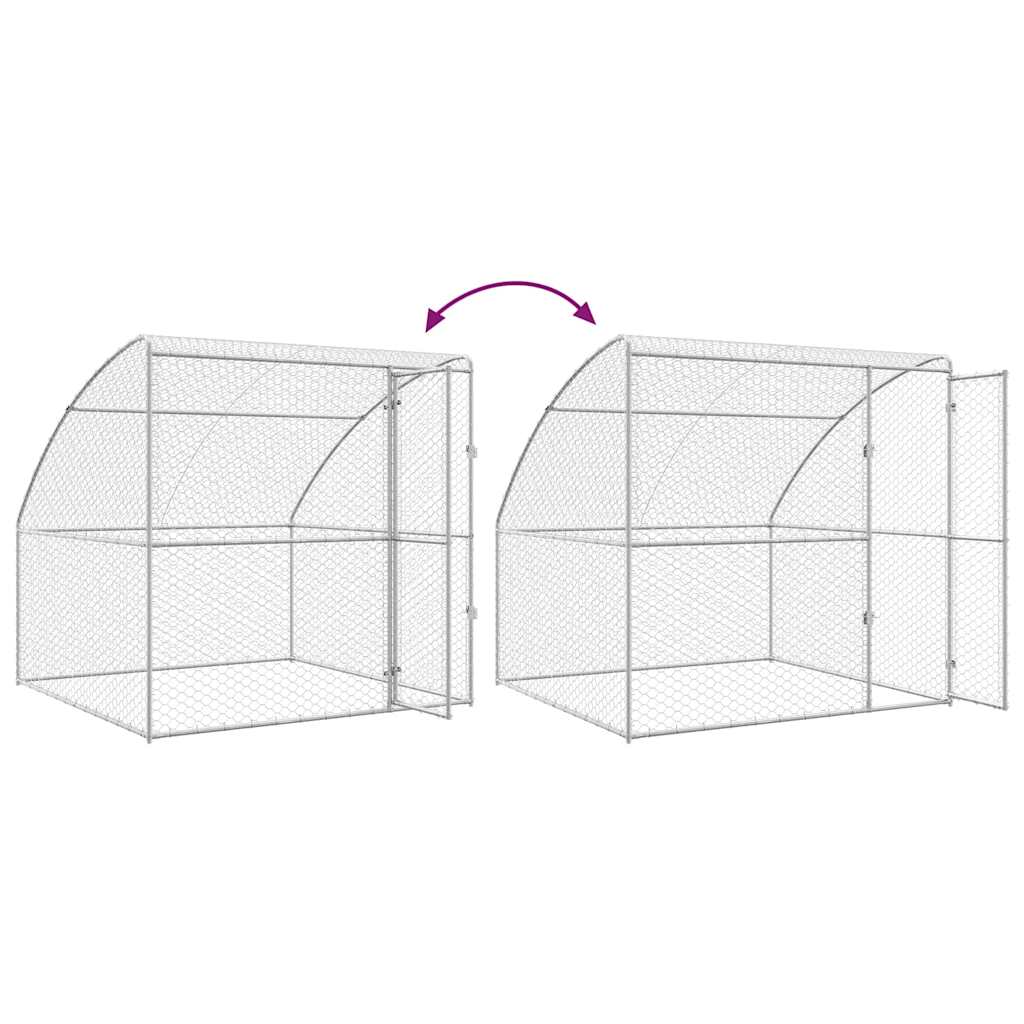 Dog Kennel with Storage Silver 2 x 2 x 2 m Galvanised steel