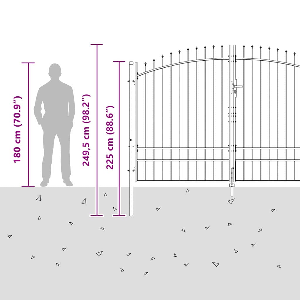Double Gate with Lock Woerden Grey 299.5 x 249.5 cm Steel