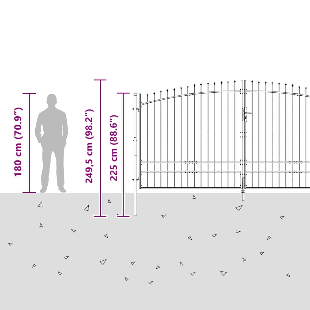 Double Gate with Lock Woerden Grey 400 x 249.5 cm Steel