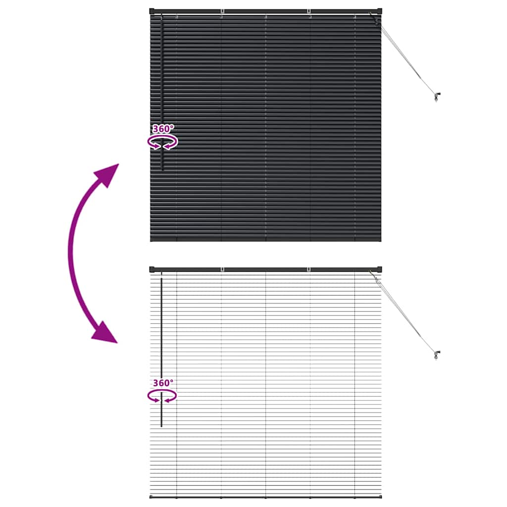 Venetian Blinds Height Adjustable Black 130 x 125 cm Aluminium