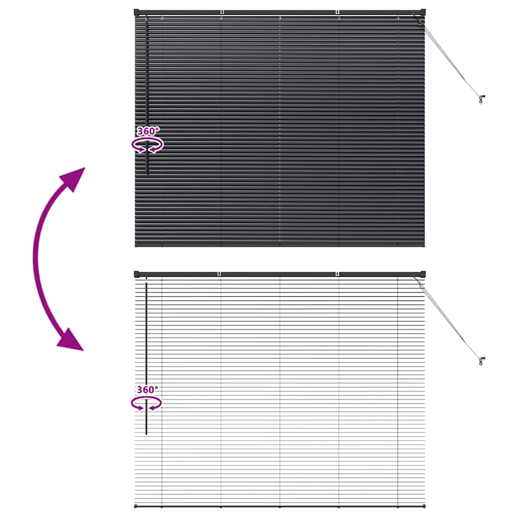 Venetian Blinds Height Adjustable Black 130 x 155 cm Aluminium