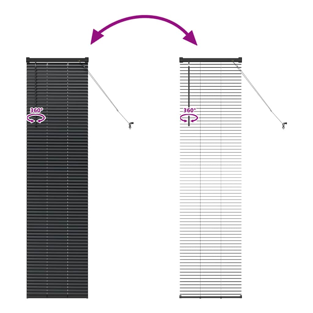 Venetian Blinds Height Adjustable Black 175 x 45 cm Aluminium