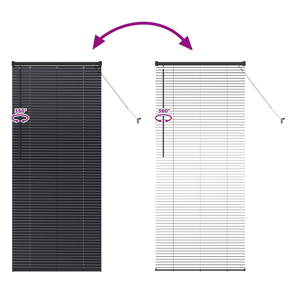 Venetian Blinds Height Adjustable Black 175 x 80 cm Aluminium
