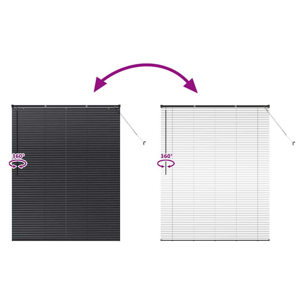 Venetian Blinds Height Adjustable Black 175 x 150 cm Aluminium