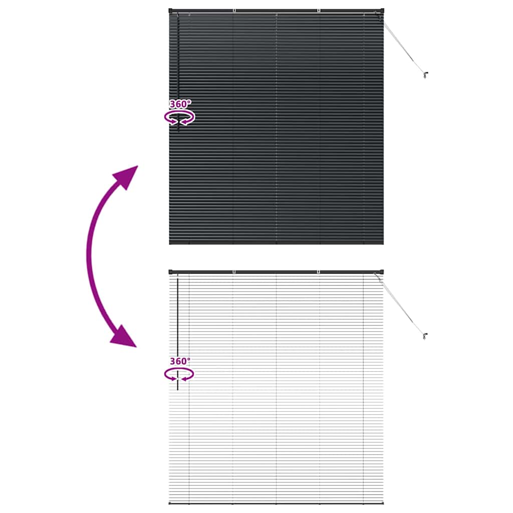Venetian Blinds Height Adjustable Black 175 x 160 cm Aluminium