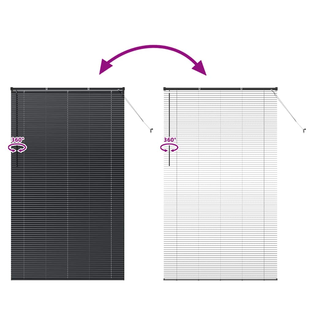 Venetian Blinds Height Adjustable Black 220 x 135 cm Aluminium