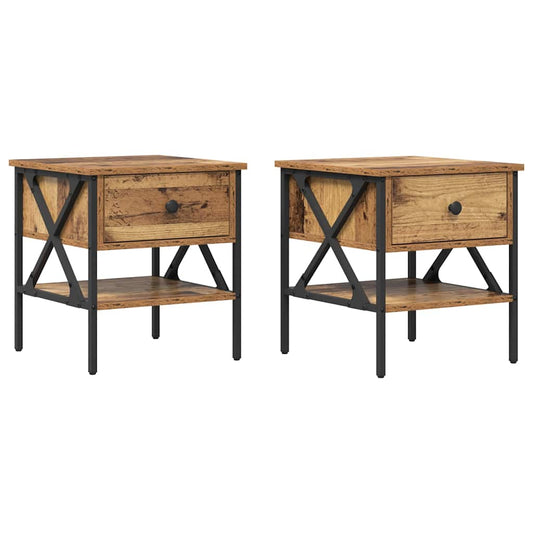 Bedside Cabinet with Drawer 2 pcs Old wood 40 x 42 x 45 cm Bedside Cabinet with Drawer 2 pcs Old wood 40 x 42 x 45 cm