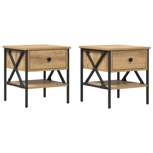 Bedside Cabinet with Drawer 2 pcs Artisan oak 40 x 42 x 45 cm Bedside Cabinet with Drawer 2 pcs Artisan oak 40 x 42 x 45 cm