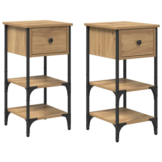 Bedside Cabinet 2 pcs Brown 33.5 x 36 x 70 cm Engineered Wood Bedside Cabinet 2 pcs Brown 33.5 x 36 x 70 cm Engineered Wood