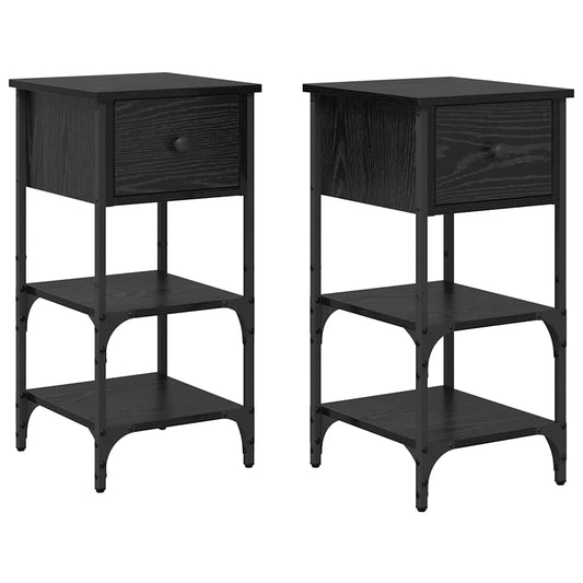 Bedside Cabinet with Drawer 2 pcs Black Oak 33.5 x 36 x 70 cm Bedside Cabinet with Drawer 2 pcs Black Oak 33.5 x 36 x 70 cm